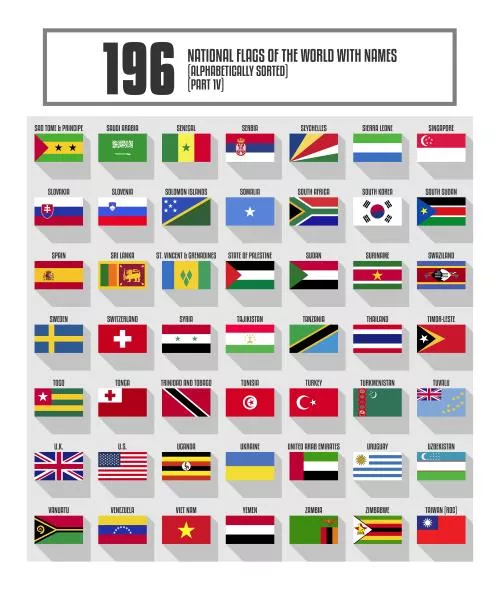 وکتور EPS مجموعه کامل پرچم های تخت ملی جهان 25148