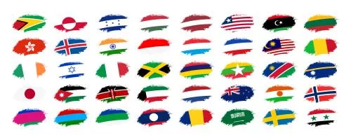 وکتور EPS مجموعه‌ پرچم‌های ترسیمی با قلمو 25155