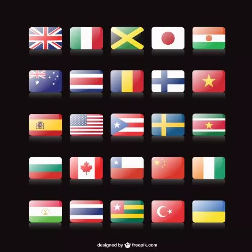 وکتور EPS و AI پرچم‌ های دکمه‌ ای جهان 25160