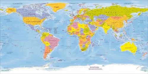 وکتور EPS نقشه جهان سیاسی به زبان لهستانی با تصویر مستطیلی 25184