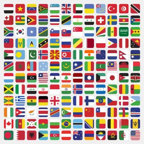 وکتور EPS مجموعه پرچم های مربعی کشورها 25190