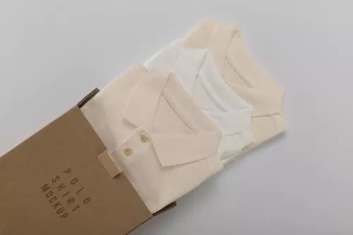 فایل PSD موکاپ مینیمال طراحی تی‌شرت یقه‌دار 25221