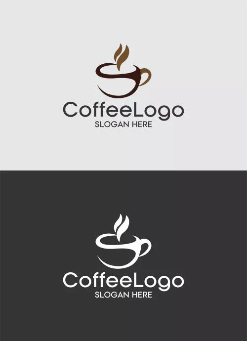 وکتور EPS طراحی لوگوی مینیمال کافه و کافی شاپ با المان فنجان قهوه به صورت لایه باز و قابل ویرایش 25322