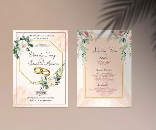 فایل PSD کارت دعوت عروسی با حلقه طلایی 27417