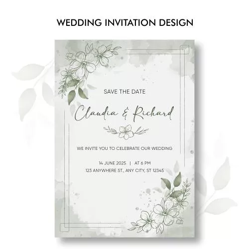 فایل PSD کارت دعوت عروسی با طرح گلدار 27418