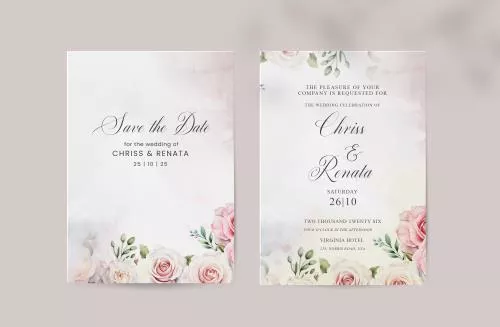 فایل PSD قالب دعوت عروسی با گل رز 27420