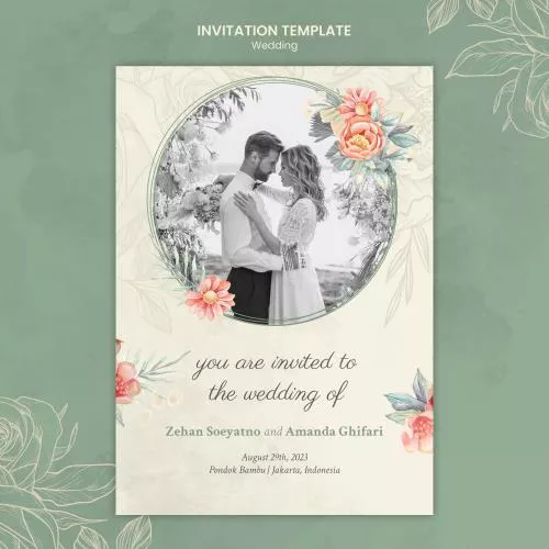 فایل PSD قالب طراحی مسطح عروسی 27364