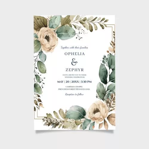 فایل PSD حاشیه گل کارت عروسی ، گل چاپی ، دعوتنامه ، دانلود دیجیتال کارت عروسی 27365