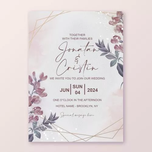 فایل PSD قالب دعوتنامه عروسی گل‌دار با گل‌های رنگارنگ 27370