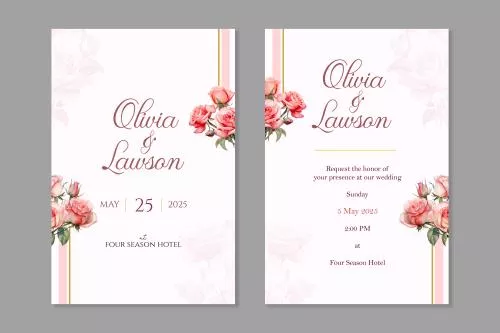 فایل PSD قالب دعوتنامه عروسی گلدار 27372