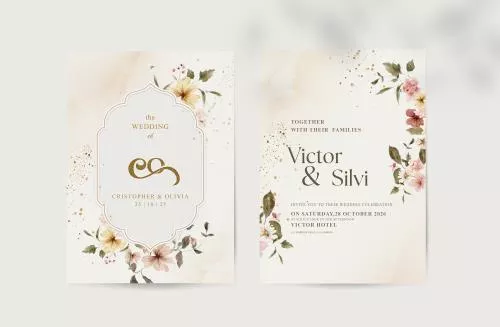 فایل PSD پشت و رو کارت دعوت عروسی با کلمات نقره ای 27393