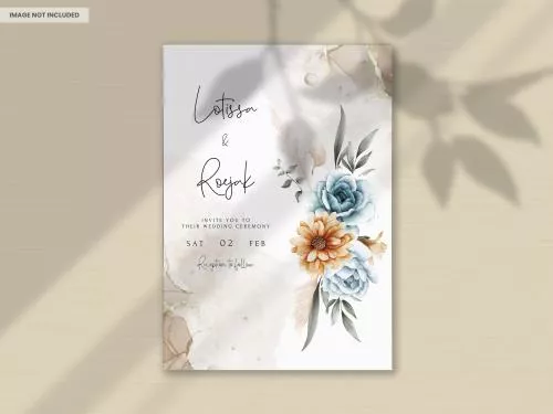 فایل PSD مجموعه گل های آبرنگی و زیبا برای کارت دعوت عروسی 27397