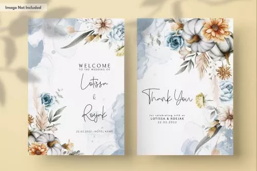 فایل PSD دعوتنامه عروسی وینتیج با کدو تنبل و گل های زیبا 27402