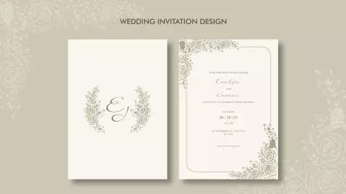 فایل PSD دعوتنامه عروسی شیک با جزئیات گلدار 27455