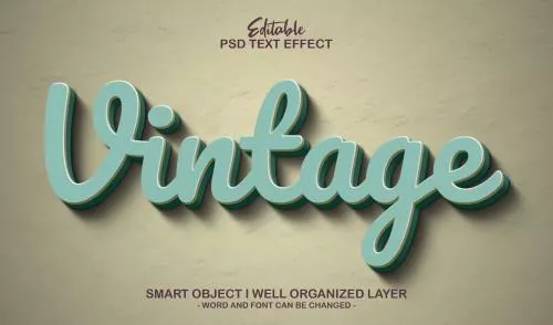 فایل PSD قالب موکاپ افکت متن وینتیج سه بعدی قابل ویرایش 27487
