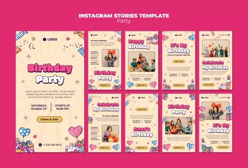 فایل PSD استوری های اینستاگرام جشن تولد 27497