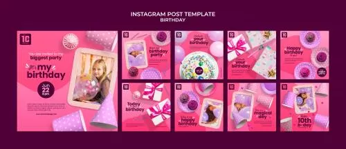 فایل PSD قالب تبریک تولد اینستاگرام 27498