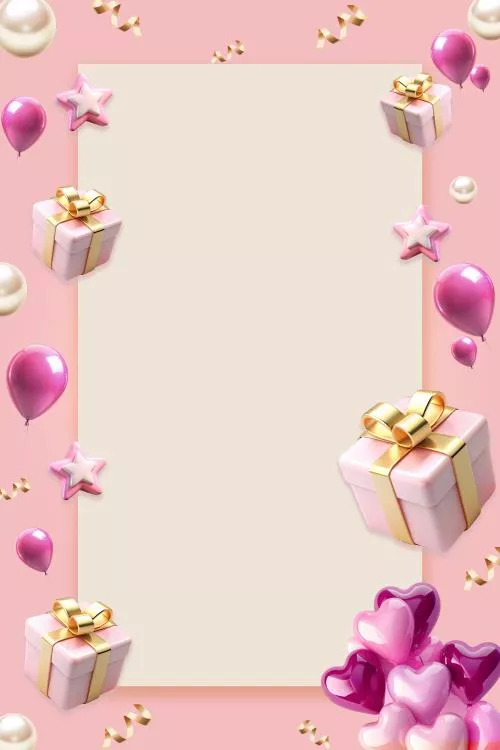 فایل PSD بنر خالی عمودی تولد با حاشیه های کادو و بادکنک 27499