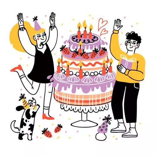 وکتور EPS و AI طرح پوستر تبریک تولد فلت دیزاین 27511