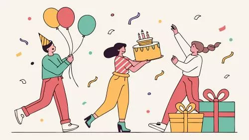 وکتور EPS تصویرسازی خطی هدیه جشن تولد 27519