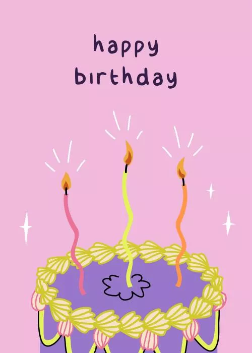 وکتور EPS قالب وکتور کارت تبریک تولد با کیک و شمع های منحنی زیبا و ترند 27520