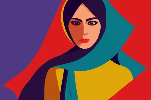 وکتور EPS عکس زن ایرانی با شال 27527