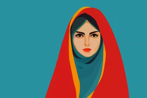 وکتور EPS دختر جوان مسلمان ایرانی با نگاهی مغرور 27530