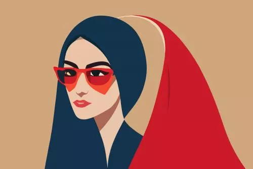 وکتور EPS زن ایرانی با عینک و حجاب 27533