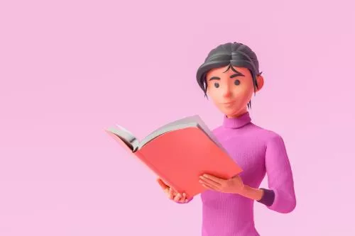عکس با کیفیت کاراکتر سه بعدی خانم درحال کتاب خواندن کارتونی 28154