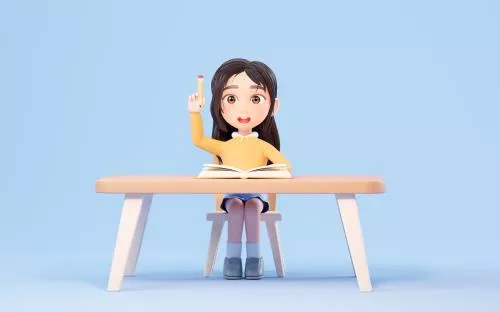 عکس با کیفیت دختر کوچک که درس می خواند - میز و نیمکت مدرسه - رندر سه بعدی 28163