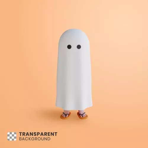 فایل PSD کاراکتر سه بعدی روح سفید هالووین 28182