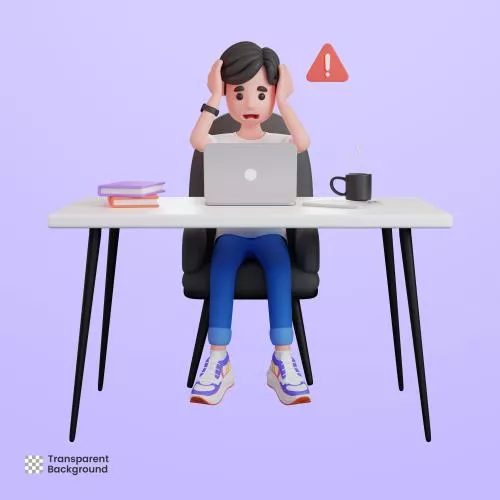 فایل PSD کاراکتر سه بعدی مرد در حال کار با لپ تاپ 28197