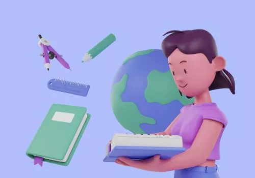 فایل PSD مفهوم آموزش - زن در حال نگه داشتن کتاب 28216