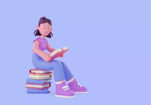 فایل PSD مفهوم آموزش با زن نشسته روی کتاب‌ها 28223
