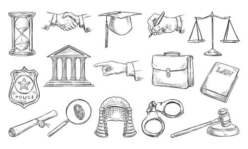 وکتور EPS مجموعه دست‌نوشته قانون و عدالت 28240