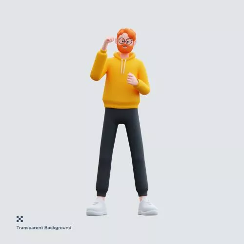 فایل PSD طرح سه بعدی مرد با هودی زرد 28260