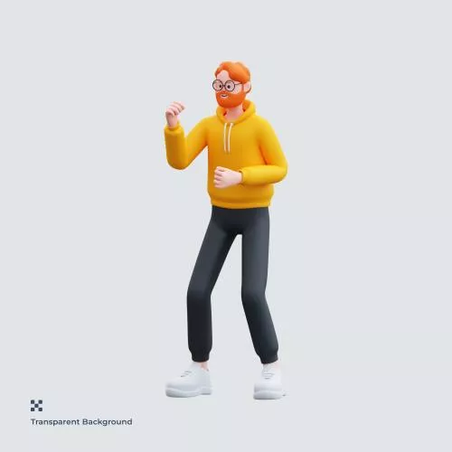 فایل PSD مرد هودی زرد تصویرسازی سه بعدی 28262