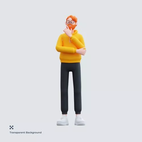 فایل PSD تصویرسازی سه بعدی مرد با هودی زرد 28264