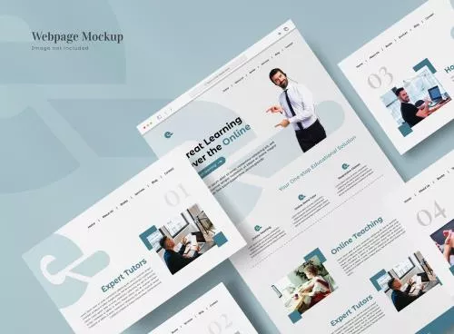 فایل PSD موکاپ سه بعدی رابط کاربری وبسایت ارائه ایزوله 27622