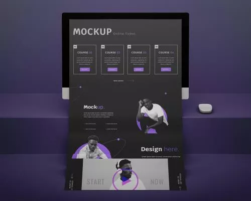 فایل PSD موکاپ سه بعدی نمایش وبسایت 27624