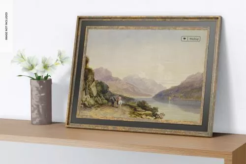 فایل PSD موکاپ فریم چوبی و قاب عکس قدیمی کج شده رایگان 25345