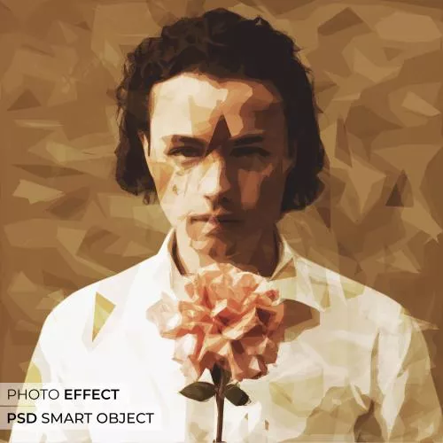 فایل PSD پرتره با افکت رنگ های هندسی برای فتوشاپ 25425