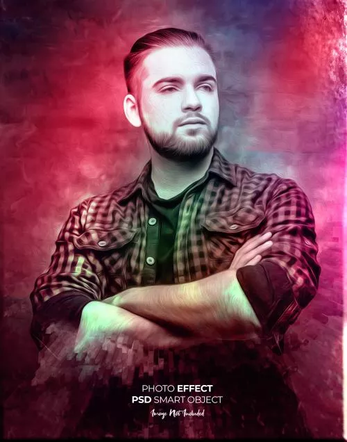 فایل PSD موکاپ افکت پرتره آبرنگی برای فتوشاپ 25428