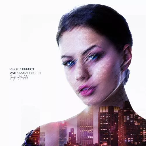 فایل PSD افکت عکس نقاشی با قلموی آبرنگ رایگان 25358