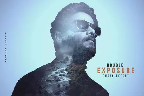 فایل PSD قالب افکت فتوشاپ عکس اکسپوژر دوگانه 25374