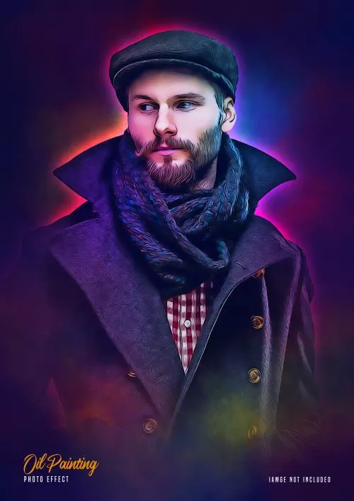 فایل PSD موکاپ افکت نقاشی با روغن در فتوشاپ 25411