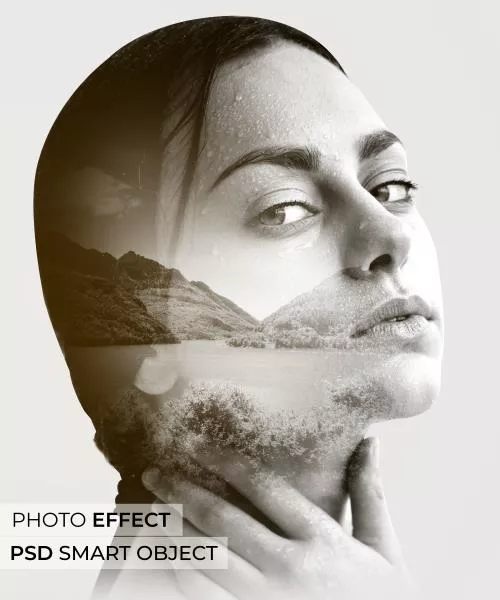 فایل PSD موکاپ افکت فتوشاپ عکس های دوگانه 25415