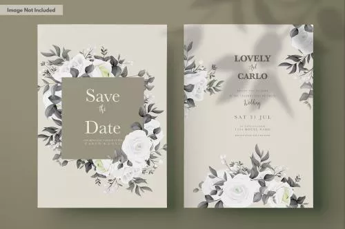 فایل PSD کارت دعوت عروسی با گل و برگ 25436