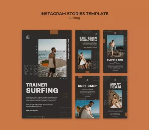 فایل PSD قالب استوری های اینستاگرام با تم مشکی 25442