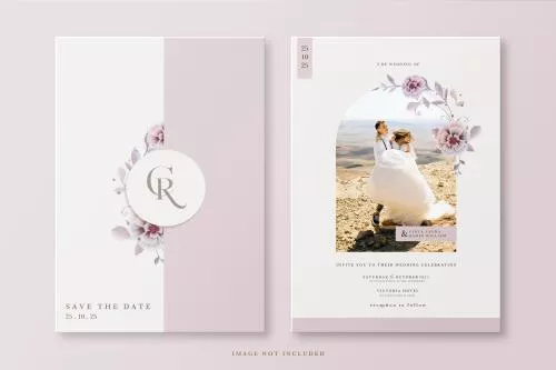 فایل PSD کارت دعوت عروسی با پس زمینه صورتی پاستلی برای فتوشاپ 25453